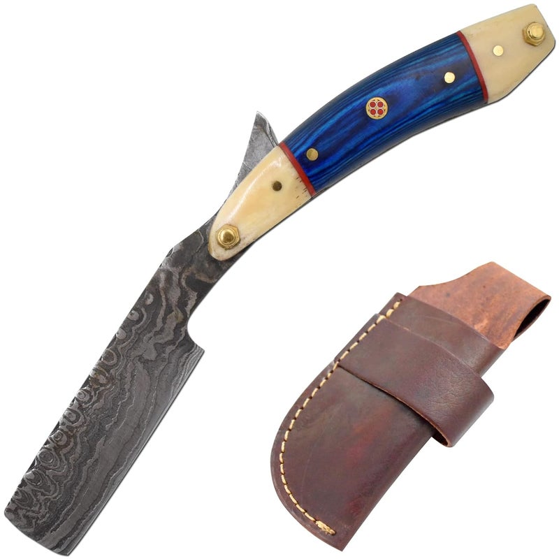 Old Ram Straight Razor | Straight-Edge-Razor Sharp High Hardness Real Damascus Steel Cutthroat Straight Edge-Blade | Barber Razor - Image 1